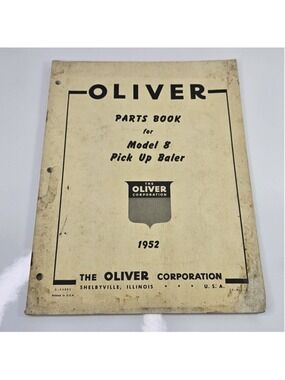 1952 Oliver Model 8 Pick Up Baler Parts Book Manual C-3359Z Original